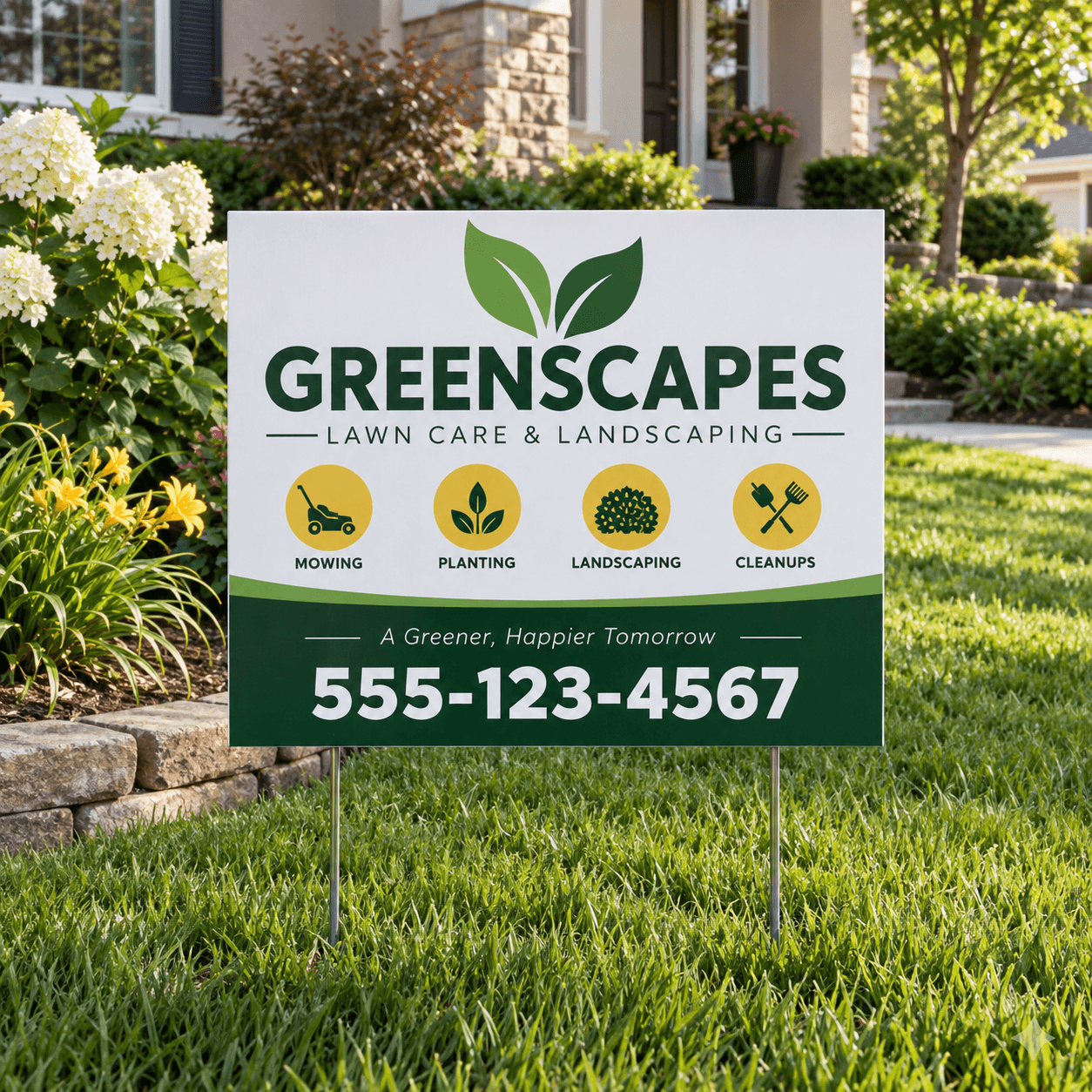Yard Signs with coordinated lawn care business branding